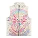 TOADDMOS Pink Cartoon Axolotl Girls Sleeveless Vests Size 4T Comfortable Sleeveless Jacket Full-Zip Fall Winter Warm Outerwear Stylish Girl Vest 4T Fall Outfits Fashion Clothing