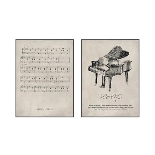 Tableau partitions vintage pour transformer un mur blanc en studio de musique élégant lot de 2
