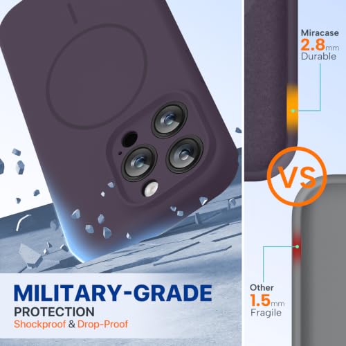 Image of miracase Magnetic for iPhone 15 Pro Case, [Soft Anti-Scratch Microfiber Lining], Compatible with MagSafe, Liquid Silicone Shockproof Drop Protection Phone Case for 15 Pro, Dark Purple