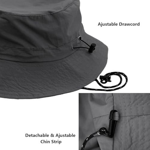 Image of woogwin Waterproof Bucket Rain Hat with Chin Strap Quick Dry Packable Boonie Sun Hat Safari Hat UV Protection
