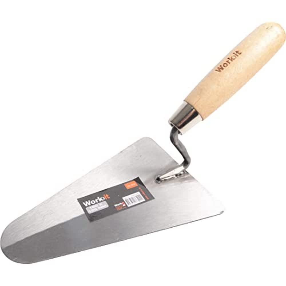 Home It® Work Paleta de albañil con Mango de Madera – 180 x 125 mm – Llana metálica Resistente para aplicar mortero – Herramienta Profesional para Obras y Reparaciones
