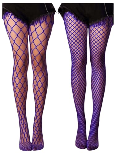 SHENHE Women's 2 Pairs Gothic Fishnet Tights Sexy Colorful High Waisted Sheer Pantyhose Tights Rave Outfits