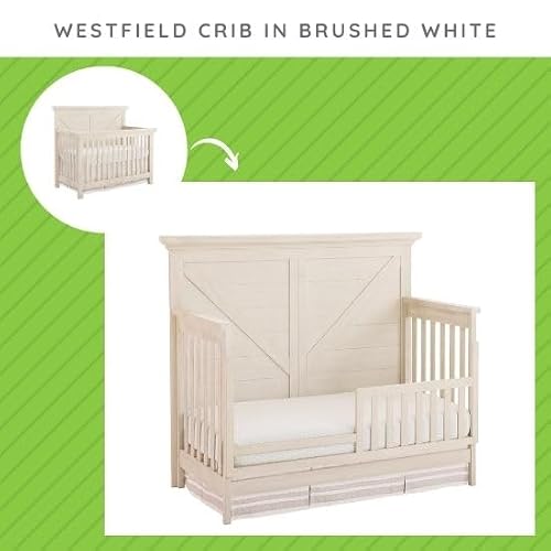 Toddler Bed Safety Guard Rail for Westwood Design Convertible Cribs - Solid Wood Rail for Convertible Crib to Toddler Bed Conversion - Safety Rails for Children\'s Beds (Brushed White, Westfield)