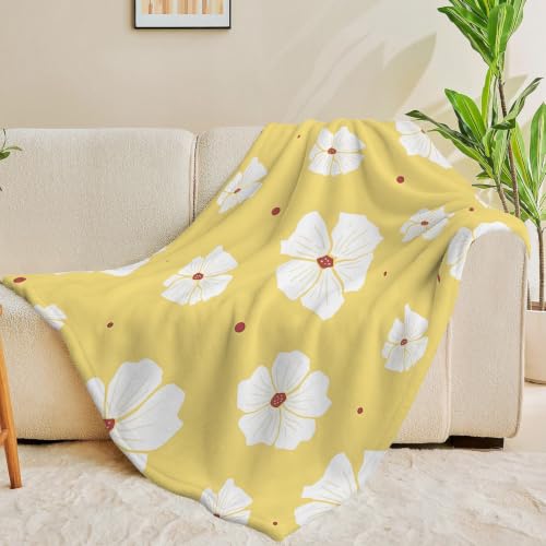 Plaid microfibre flanelle fleurs blanches couverture lit 150x200 - 3