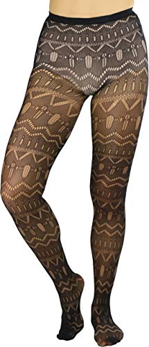 Image of ToBeInStyle Women's Vintage Art Deco Chevron Ornate Design Tights Pantyhose