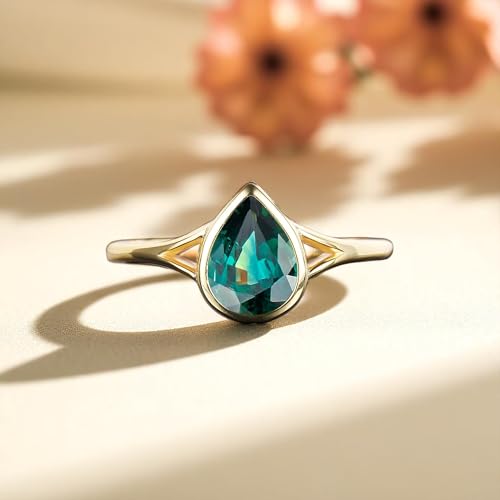 Unique Pear Teal Sapphire Engagement Ring 1.5 Ct Gemstone Jewelry September Birthstone Gifts Personalized Solitaire Simple Bridal Ring2