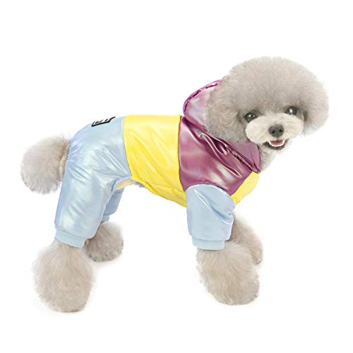 Izefia Hundemantel Winddichte Jacke Kaltwettermantel 4 Beine Warmer Hundeoverall Winter Dicke Kleidung Hundemantel für Kleine Hunde Mittlere Katze