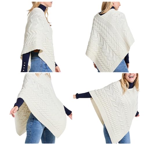Women's Irish Cable Knit Poncho, 100% Supersoft Merino Wool, Made in Ireland, One Size, Aasleagh Falls4