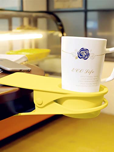Kalolary Drinking Cup Holder Clip- Chair And Table Bottle Cup Stand The Diy Glass Clamp Storage Saucer Clip Water Coffee Mug Holder Saucer Clip Design For Home & Office, Yellow #TOP4