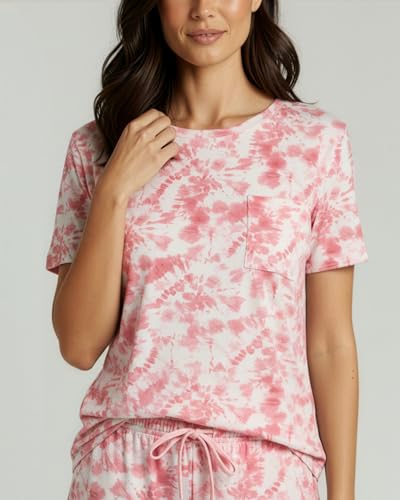 Image of Real Essentials 2 Pack: Women's Short Sleeve Pajama Short Set - Comfy Lightweight Soft Lounge Sleepwear (Plus