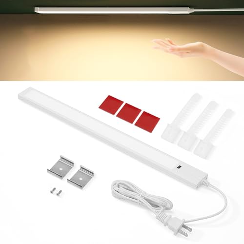Bangnics Under Cabinet Light 16 Inch Plug in 110VAC. Hand Wave Activated. 8W LED Light Bar. Bright but Dimmable. Light Color Adjustable. For Kitchen Under Cabinets, Counter, Over Sink Closet Workbench