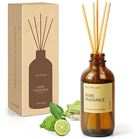 Reed Diffuser Gift Set, Reed Diffuser, 100ml Aromatherapy Oil Diffuse, Reed Diffuser for Home, Lemongrass & Bergamot, Long Lasting Fragrance for Home, Office, Bedroom, Yoga Cover