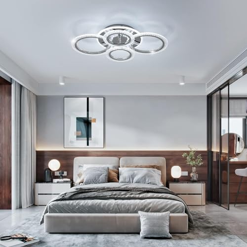 Plafonnier LED Dimmable 72W Lustre Salon Forme Fleur - 2