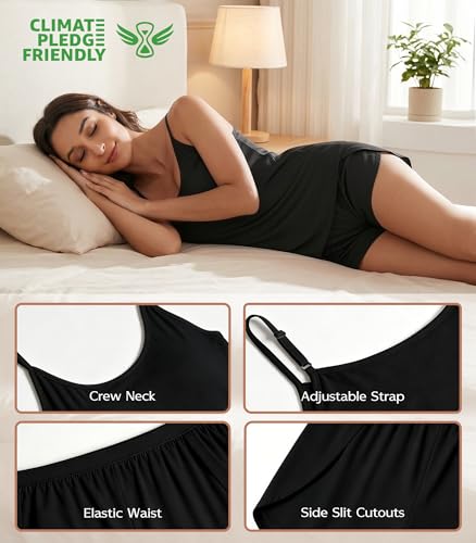 Image of NACHILA Women's Pajamas Set-Viscose Made from Bamboo,Sleeveless Sleepwear Cami Pajamas Shorts Sets Soft Nightwear Camisole Pj