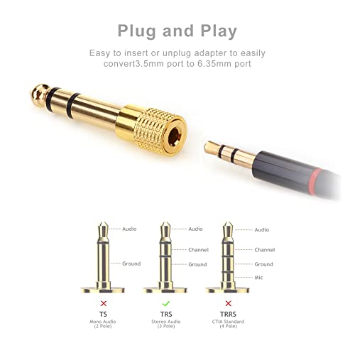 KEBILSHOP-14-to-35mm-Stereo-Headphone-Adapter-for-Audio-Connector-Cable-35mm18-Female-to-635mm-14-Male-Jack-Plug-Stereo-Adapter-for-Headphone-Amp-Adaptor