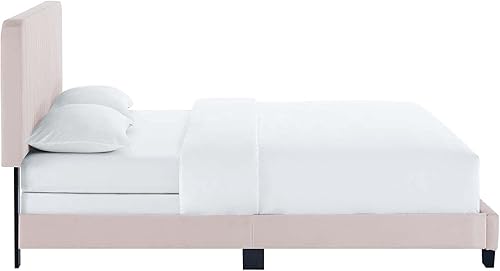 Miniatura 6 de Modway Celine Channel - Cama de terciopelo de alto rendimiento, tamaño Queen, color rosa