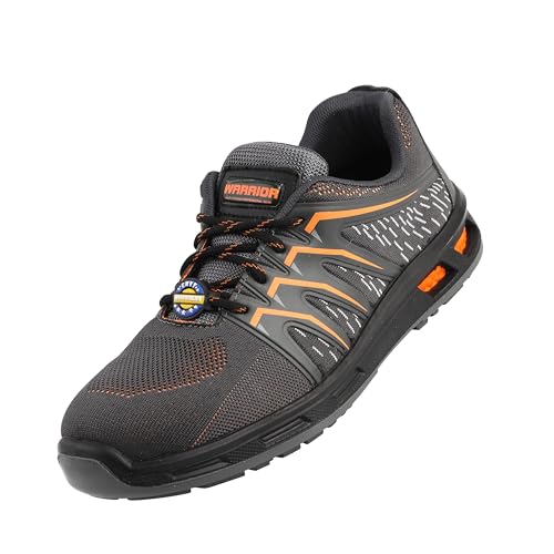 Image of Liberty Warrior 3004-28 Safety Shoes for Men, Genuine Leather, Light Weight, Fibre Glass Toe, Industrial Shoes for Men, Orange & Blue, Sizes-5UK-11UK