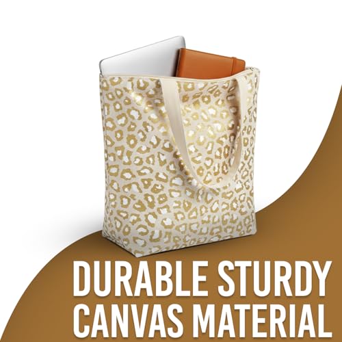 Bolsa de lona grande con estampado de leopardo 15 x 17 pulg 6 pz miniatura 4