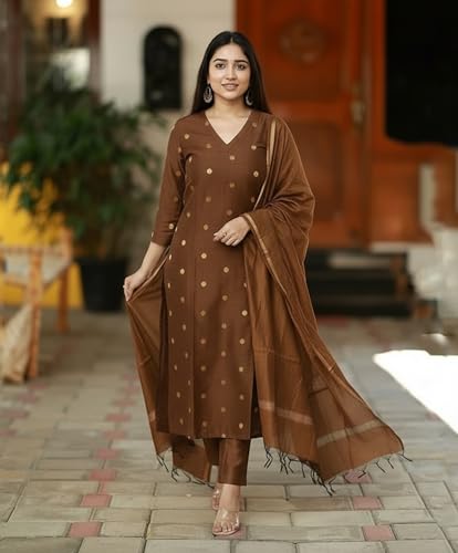 Image of GoSriKi Viscose Printed Kurta for Women | Kurti Set Woman | Kurta with Pant & Dupatta | Straight Ethnic Suit | Indian Outfit Ladies Dress Stylish Traditional Clothing Party Office Fashion Look Style