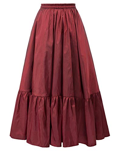 Women's Steampunk Skirts Ruffle High-Low Skirt Wine Xl #TOP2
