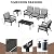LOUNZY HDPE Patio Furinture Set, 6 Piece Sectional Sofa Outdoor Furniture Set, All Weather Outdoor Couch Set Patio Conversation Set for Deck, Lawn, Black