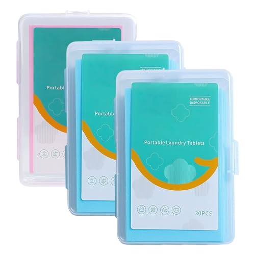3 Confezioni da Detersivo in Fogli, Detersivo Lavatrice in Fogli, Smacchiatore Delicato, Compatto e Portatile, Profumo Naturale di Lavanda e Gardenia (Totale 90 Compresse)