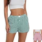Photo Gallery generisch boxer donna gingham stile y2k a righe a quadretti con bottoni elastico vita boxer lounge pantaloni spiaggia, verde, xxl Photo Gallery generisch boxer donna gingham stile y2k a righe a quadretti con bottoni elastico vita boxer lounge pantaloni spiaggia, verde, xxl