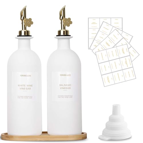 sunal distributeur d'huile d'olive avec plateau 500ml / 16,9 OZ distributeur d'huile de cuisine 2 tasses ensemble distributeur d'huile et de vinaigre avec...