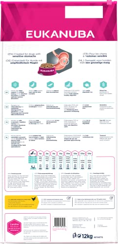 Eukanuba Daily Care Sensitive Digestion Welpenfutter - Trockenfutter für Welpen mit sensibler Verdauung, Magenfreundlich mit leicht verdaulichem Reis, 12 kg