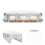 LZQ Carpa para fiestas de jardín, 3 x 9 m, estilo desplegable, construcción rápida, impermeable, con ventanas, techo y 8 paredes laterales, tienda de cerveza para exteriores, para fiestas, camping