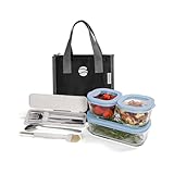 BOROHOUSE 耐熱ガラス 保存容器 3点セット（240ml×2、560ml×1） - 電子レンジ・オーブン・冷凍対応 シリコン蓋 密閉容器 弁当箱セット（弁当袋+食器+清潔ブラシ付き） 離乳食 作り置き 液漏れ防止 ブルー