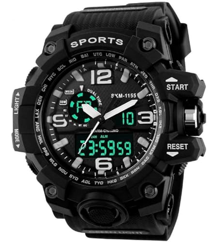 Black Analog Digital Sports Watch for Men
