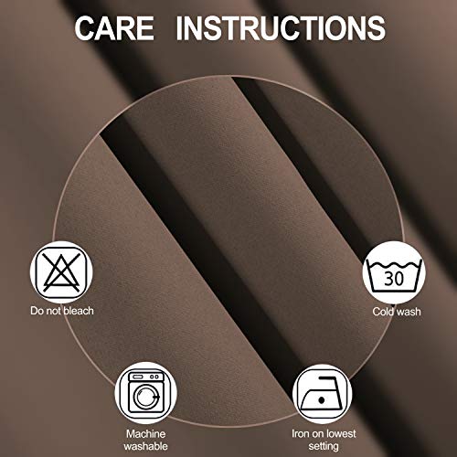 Image of LEMOMO Blackout Curtains 52 x 45 inch /Chocolate Brown Curtains Set of 2 Panels /Thermal Insulated Room Darkening Bedroom Curtains