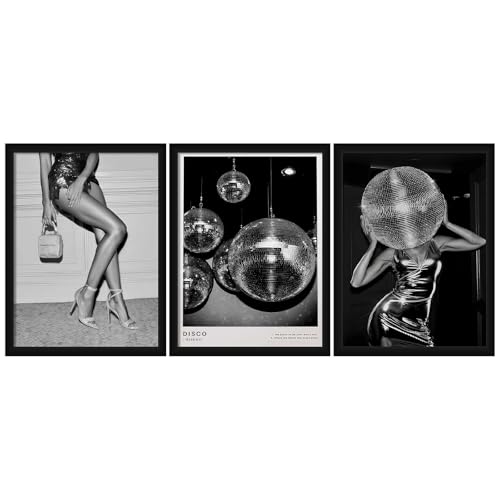 Black and White Fashion Wall Art Set of 3, Framed