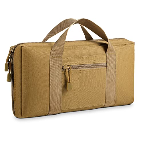 Sowhup Tactical Pistol Case, Padded Handgun Firearm Case Double Shooting Gun Range Duffle Bag With Multiple Magazine Slots For Hunting Shooting Outdoor Activities (Tan( 9 X Mag Slots)) #TOP1
