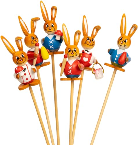 SIKORA OD22 Osterdeko Blumenstecker Osterhasen Figuren aus Holz mit Holzstäben...