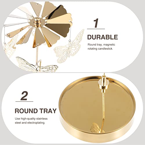 Osaladi Desktop Stand 2Pcs Adornment Steel Scandinavian Rotary For Elegant Tray Ornament Candlelight Decorative Light Candle Candleholder Romantic Tea Spining Household Holiday Tray: Wedding Decor #TOP2