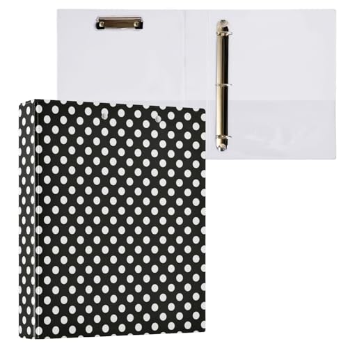 ALAZA Polka Dot Black White 3 Ring Binder Holds of 200 Sheets Fits Letter Sized Paper D-Ring Organizer for School Home Work Office Supplies 2 Pack