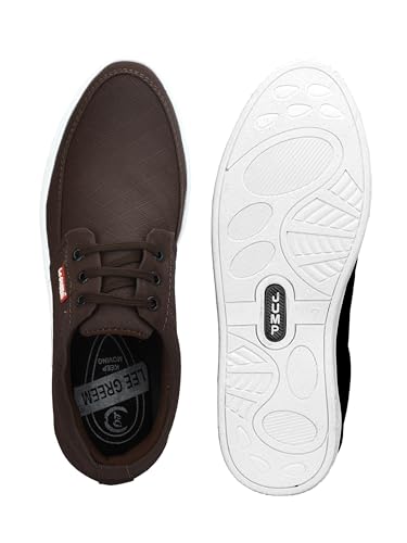 Image of Le Greem Men's Casual Lace-Up Shoes | Lightweight Synthetic Upper | Stylish & Comfortable Sneakers with Anti-Slip Sole - Black