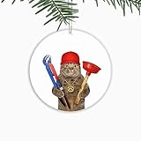 Toilet Plunger Ornaments for Christmas Tree，Plumber Xmas Decorations，Cute Funny Ceramic Ornaments