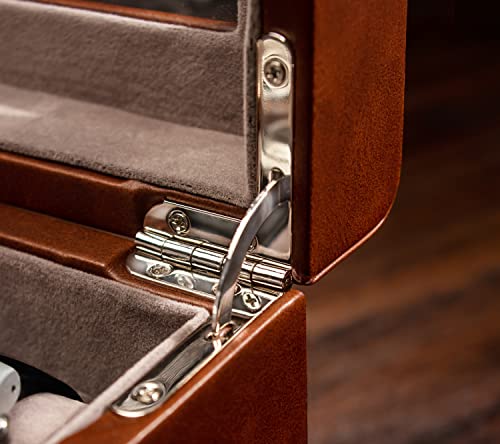 Beerust Watch Box Organizer For Men - Leather Watch Case - Luxury Watch Box - For Large Mens Wrist Watches - Mens Jewelry Box Organizer - Watch Case - With Mens Valet Drawer - Watch Display Case #TOP3