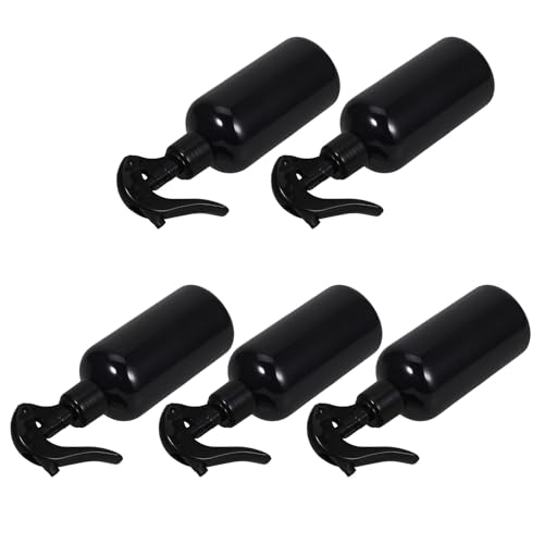 WRITWAA Botella Pulverizadora de Plástico Negra 250 Ml Pulverizador de Agua para Jardín Set de 5 Piezas Botella Corta y Ancha Fácil de Rellenar y Limpiar Contenedores de Agua