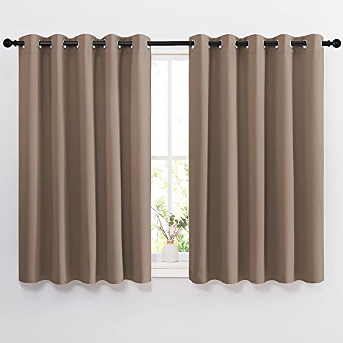 NICETOWN Insulated Blackout Curtains and Drapes - Microfiber Energy Saving Thermal Insulated Solid Grommet Blackout Draperies for Kitchen (1 Pair, 66