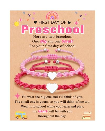 Back to School Stuff Mommy and Me Mother Daughter Matching Heart Bracelets First Day of School Gifts for Girls