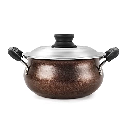 CELLO Non Stick Induction Compatible Gravy/Biryani Handi with Stainless Steel Lid, 1.5 LTR, Brown, 1.5 Liter CELLO Non Stick Induction Compatible Gravy/Biryani Handi with Stainless Steel Lid, 1.5 LTR, Brown, 1.5 Liter