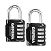 GRIFEMA GA1001, 2 Pièces Cadenas Code 4 Chiffres - Cadenas de Sécurité Résistant Aux Intempéries, Cadenas à Combinaison pour Casier, Valise, Garage, Portail, École, Alliage de Zinc, Noir)