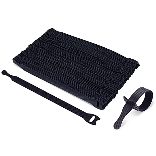 Image of 50 Reusable Cable Ties, Cable Straps, Trilancer 8 x 0.5 inches (20 x 1.2 cm) Magic Wire Cord Storage Bands for Home, Office, Data Center (Black)