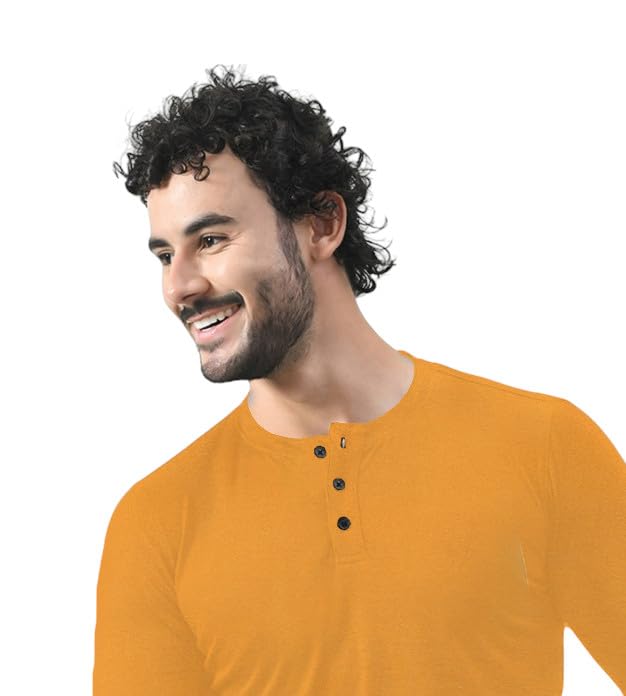 Image of Blisstone Men's Long Sleeve Henley T-Shirt with Button Placket | Soft & Comfortable Casual Wear