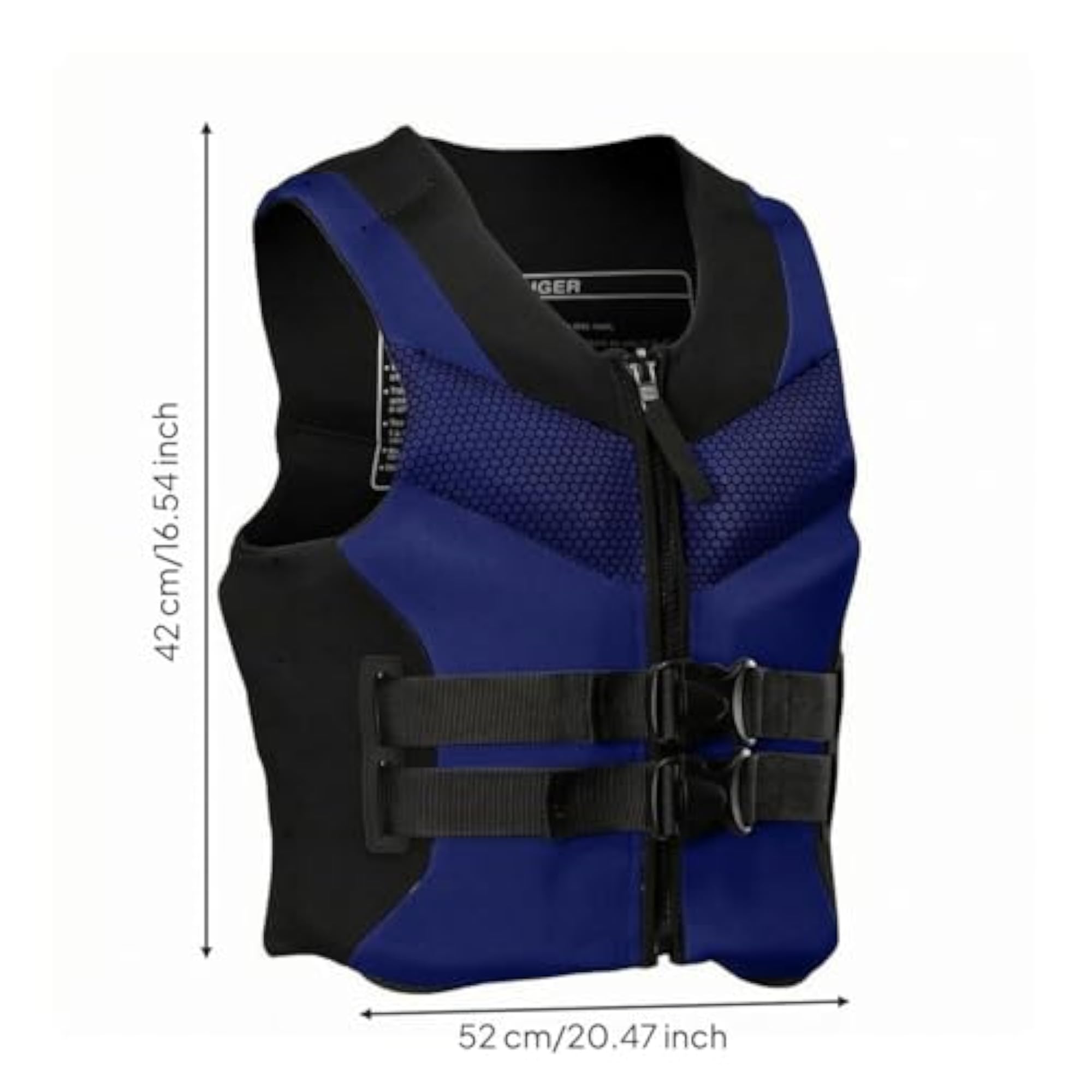 Buckle Closure Sleeveless Life Vest Honeycomb Panel Zip-Front