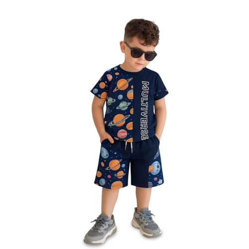 Image of Kidbea Kids Cotton T-Shirt and Shorts Set | Soft Breathable Co-Ord Outfit for Boys | Trendy & Stylish Summer Wear | Boys Clothing Set